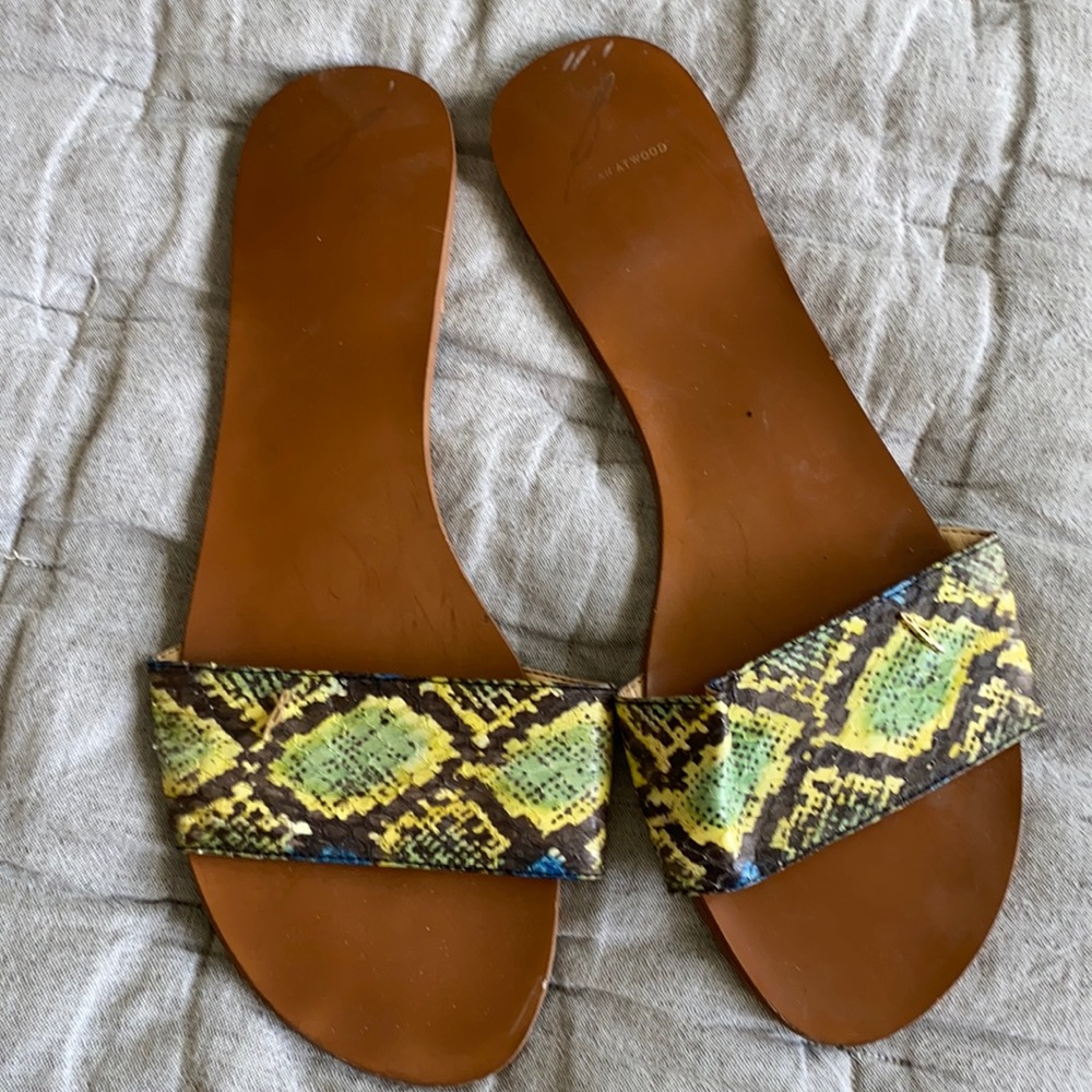 Brian Atwood sandal snake DANI 10 green blue